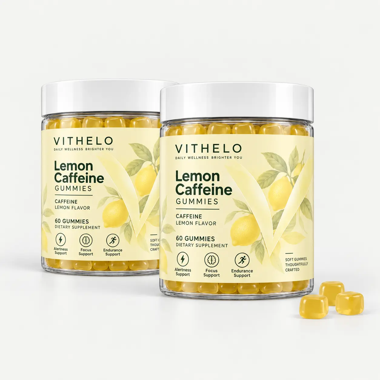 Lemon Caffeine Gummies: two complete matching bottle packs