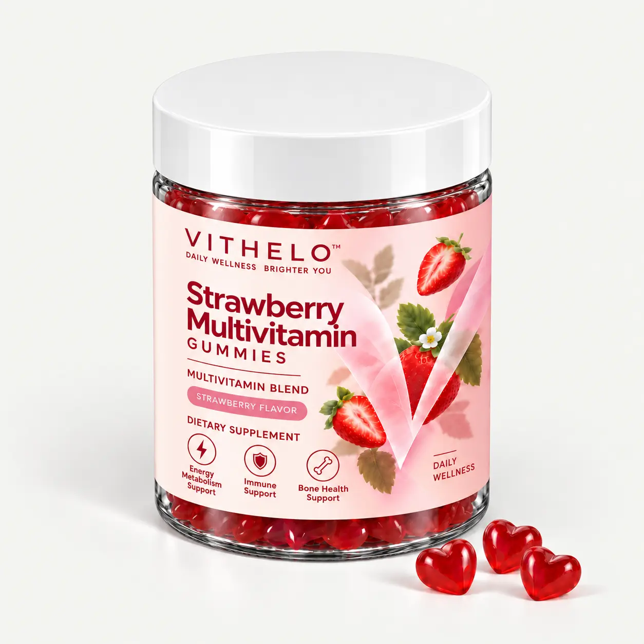 Strawberry Multivitamin Gummies: two complete matching bottle packs