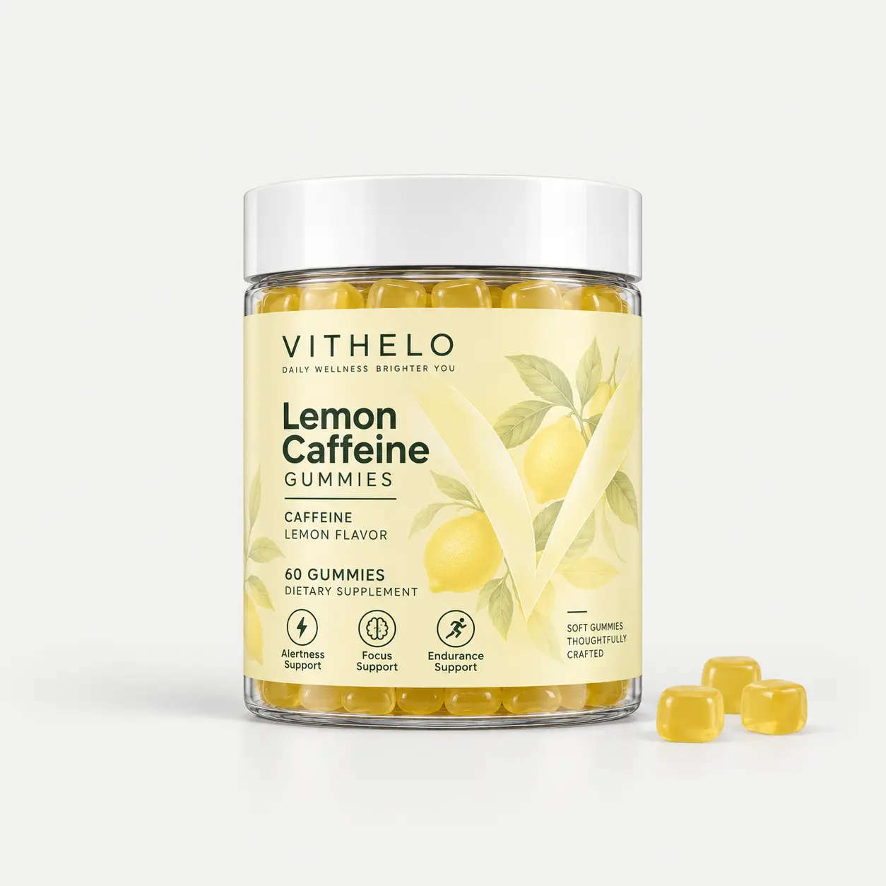 Lemon Caffeine Gummies: product and packaging, bottle